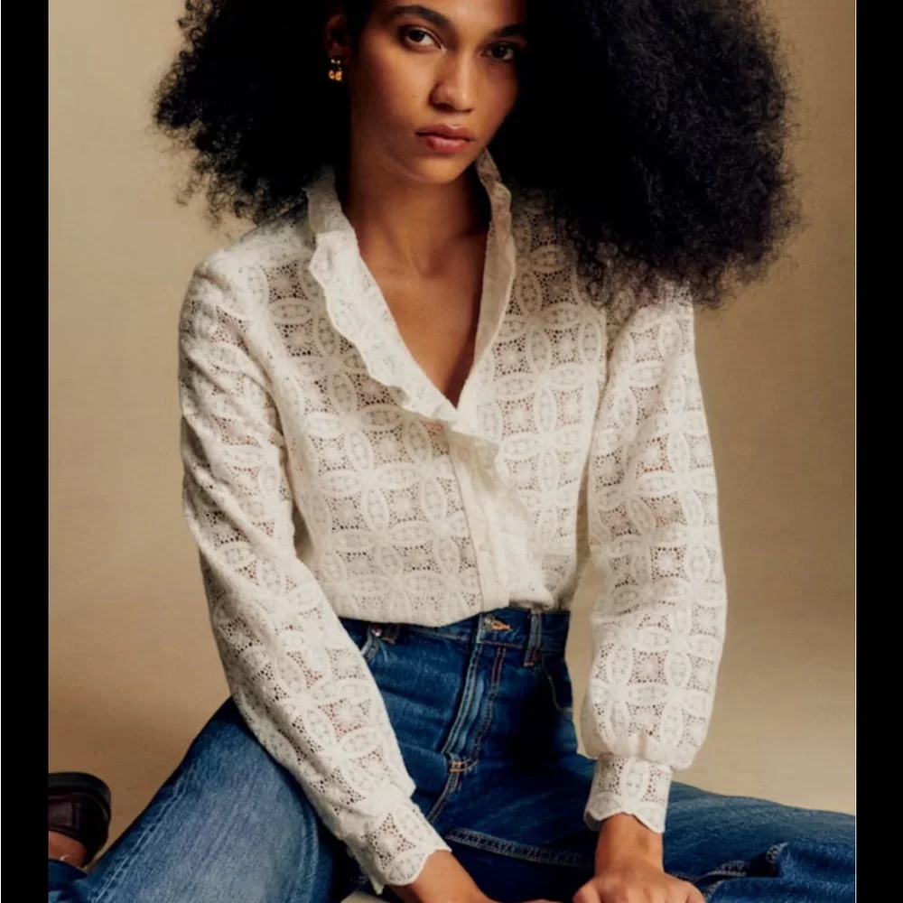 Sezane Ecru Lace Blouse  + Sezane Line Bag - Picture 8 of 8